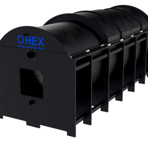 • HEX drum filter half-tank version — corrosion-free HDPE construction for saltwater