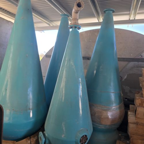 Second hand oxygen cones for sale, 800 x 2150 mm and 1200 x 3100 mm, stored under cover